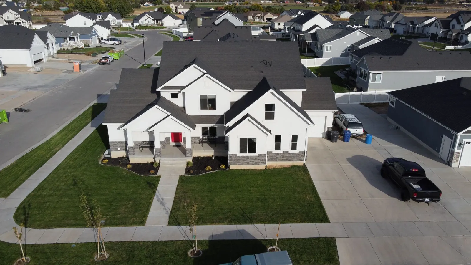 Homes and roads in a suburban neighborhood in Spanish Fork, Utah